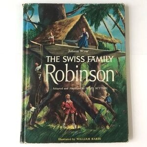 Vintage 1975 The Swiss Family Robinson Hardcover Illustrated Book by Johann Wyss